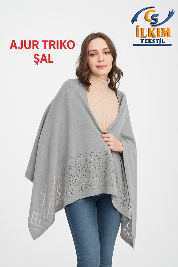 Openwork Knit Shawl, Stylish Comfortable Shoulder Shawl, Knit Shoulder Shawl, 75X175