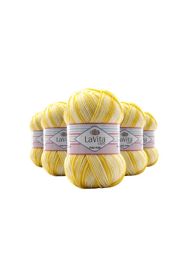 Baby Batik Multi-Colored Hand Knitting Yarn 100% Acrylic 500Gr 5 Pcs (By06 Yellow)