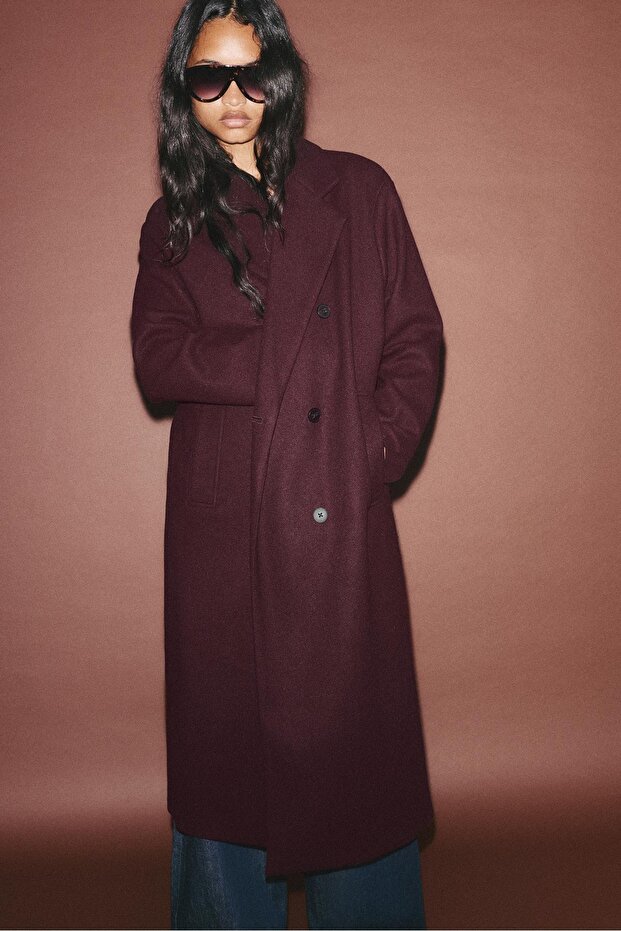 Kruvaze uzun kaşe kaban - 1