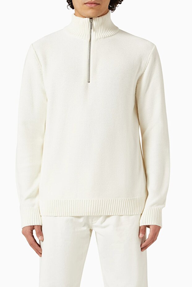 Organic Cotton Half Zipper Sweater, Minimalist and Modern Men's Style
