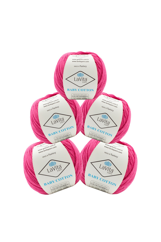 Baby Cotton Amigurumi and Hand Knitting Yarn 40% Acrylic 60% Cotton 250Gr 5 Pcs (4017 Candy Pink)