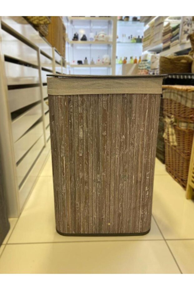 BAMBU GRİ KATLANIR ÇAMAŞIR SEPETİ 62CM - 1