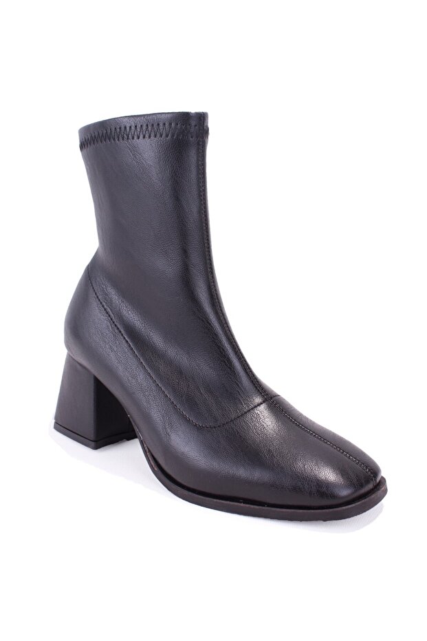 Dza07-1277101 Black Classic Heeled Women's Boots