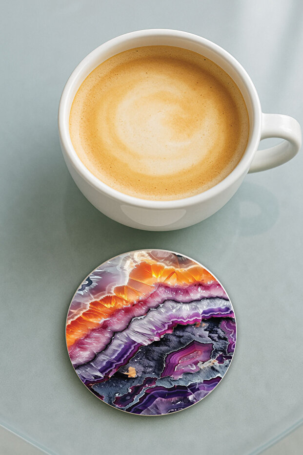 Round Plexiglass Coaster with Printed Pattern Single Hidden Treasure - 1