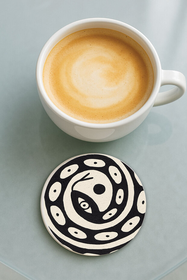 قاعدة كوب دائرية من البليكسي جلاس مع نقش مطبوع، قاعدة فردية من أكرابام - 1