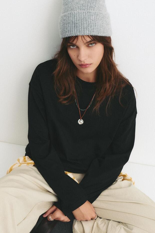 Boxy uzun kollu tişört - 3