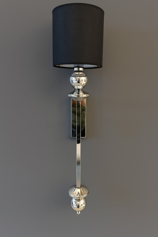 Nereid Krom Renk Aplik Siyah Kumaş Başlık Şık Pilli Duvar Apliği - 1