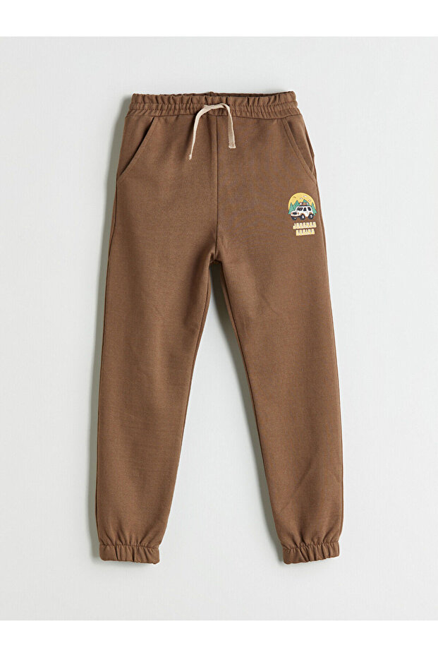 Kahverengi Beli Lastikli Erkek Çocuk Jogger Eşofman Altı - 1