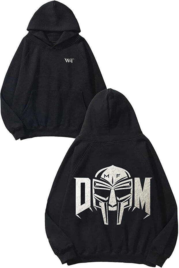 Mf Doom 3 Design Back Printed Black Hooded Sweatshirt