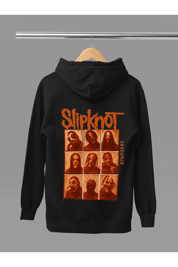 Slipknot Printed Cotton Long Sleeve Ribbed 3-Ply Hooded Rock Sweatshirt