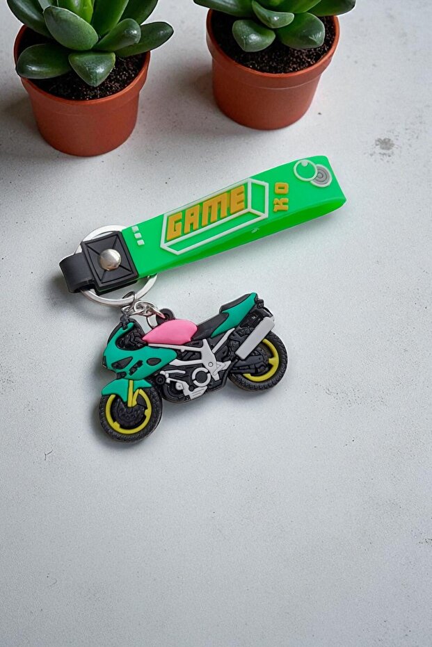 Motor Motorcycle Model 3D Silicone Biker Keychain 1Pcs