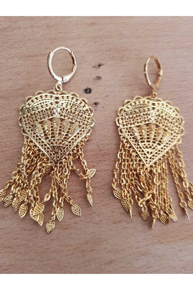 Altın Kaplama Hint Küpe - 1