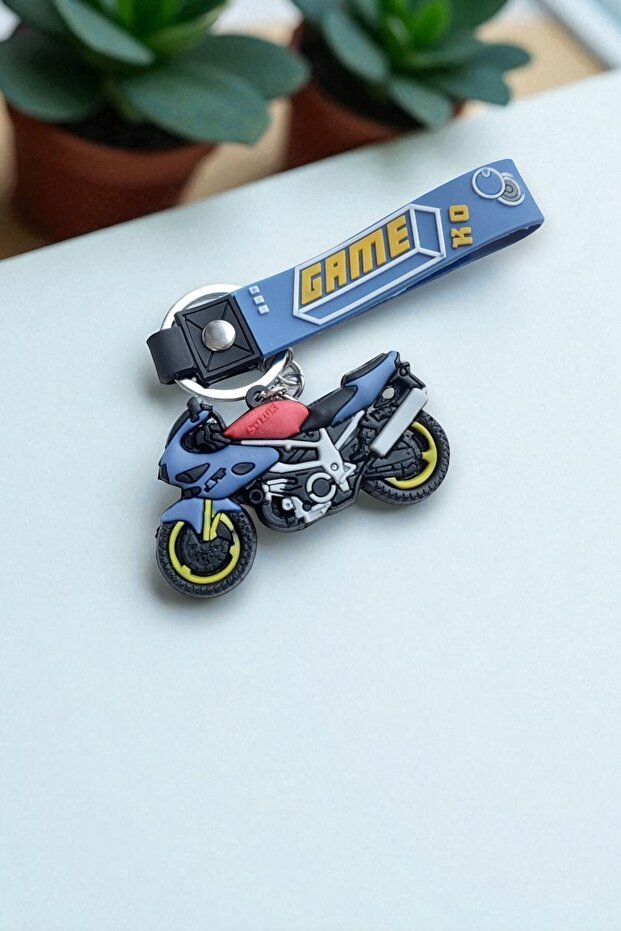 Motor Motorcycle Model 3D Silicone Biker Keychain 1Pcs