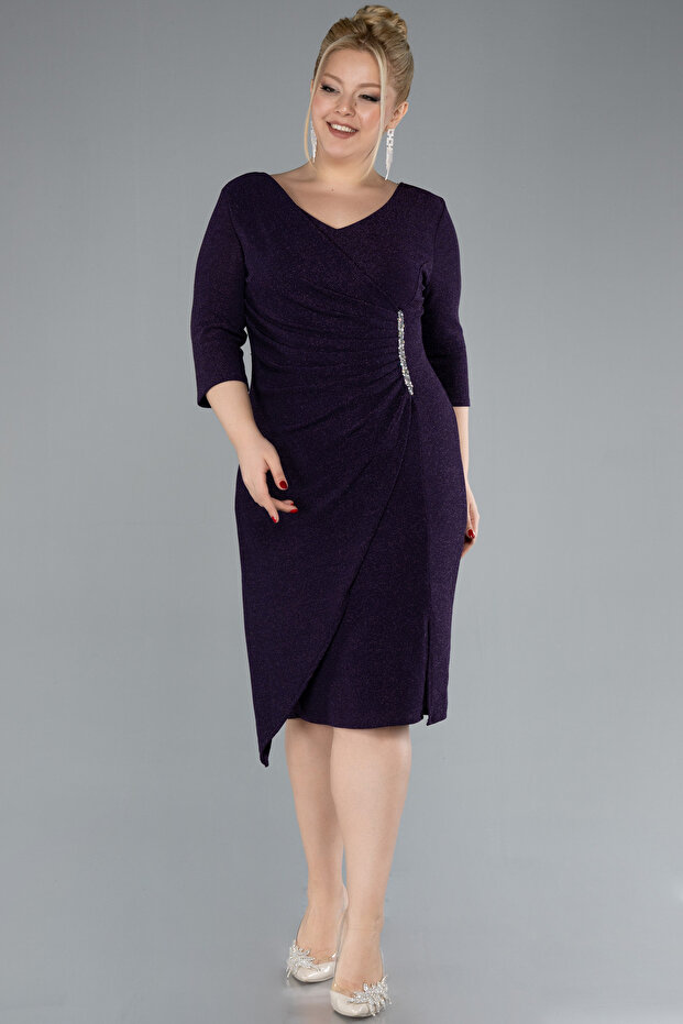 Capri Sleeve Midi Glitter Plus Size Party Dress Abk39922