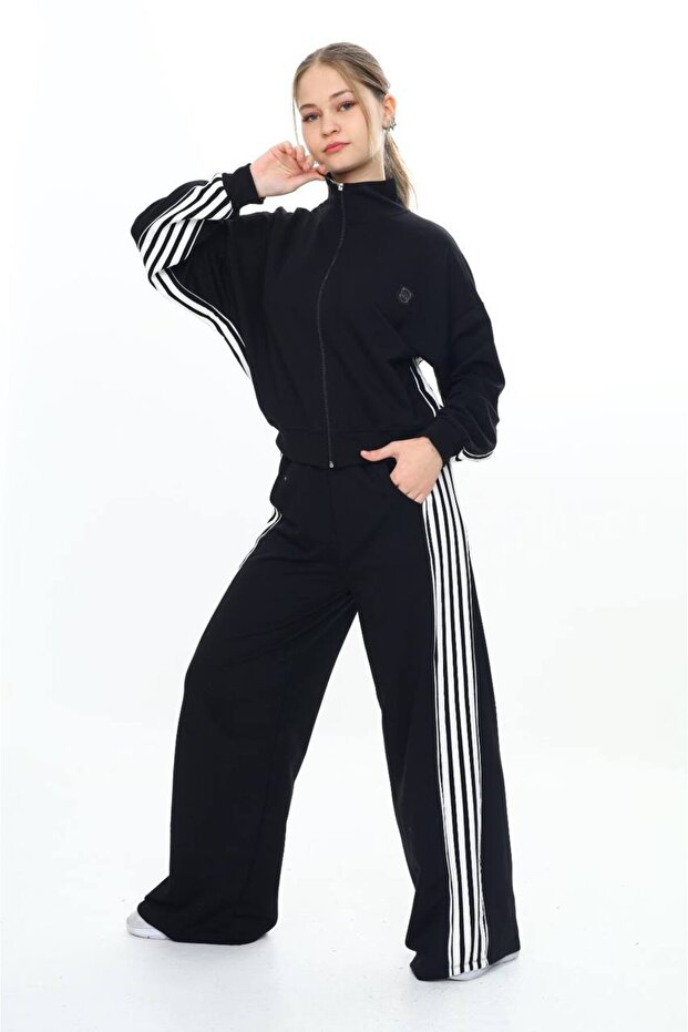 Kız Çocuk %100 Pamuk Oversize Alt&Üst Uzun Kol Eşofman Takımı-183 - 1