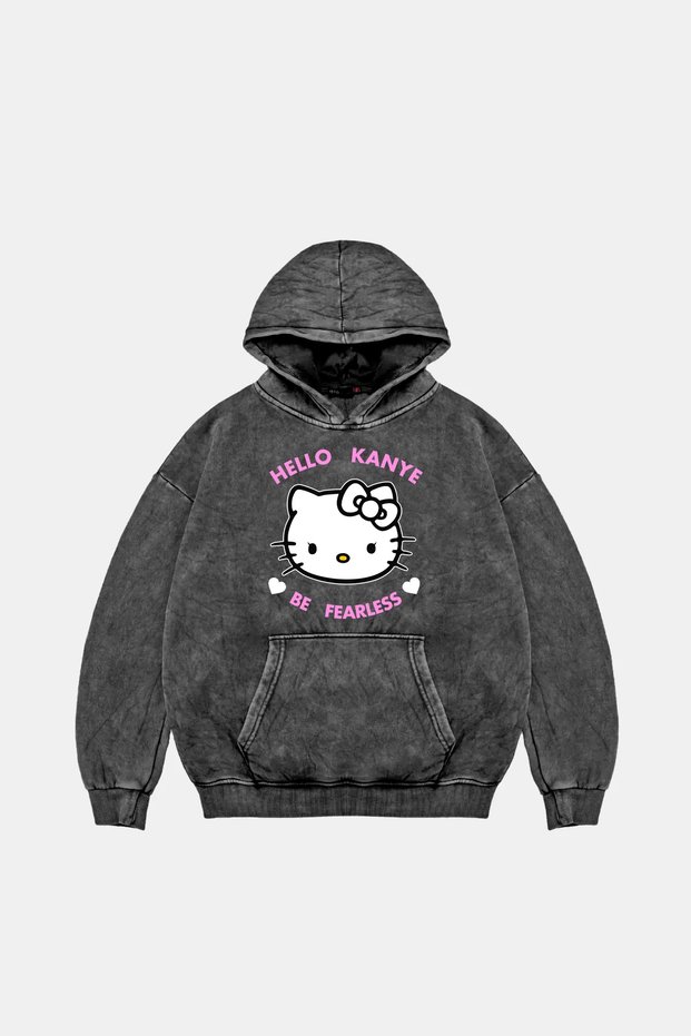 Kanye Be Fearless Printed Oversize Unisex Washable Black Hoodie