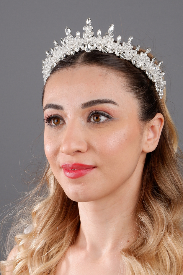 Clara Crystal Stone Bridal Crown Wedding Crown Henna Hair Accessory Wedding and Evening Dress Crown