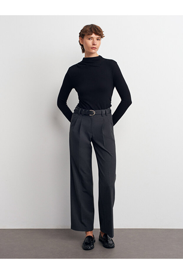 32139 بلوزة بأكمام طويلة ورباط - أسود - 5