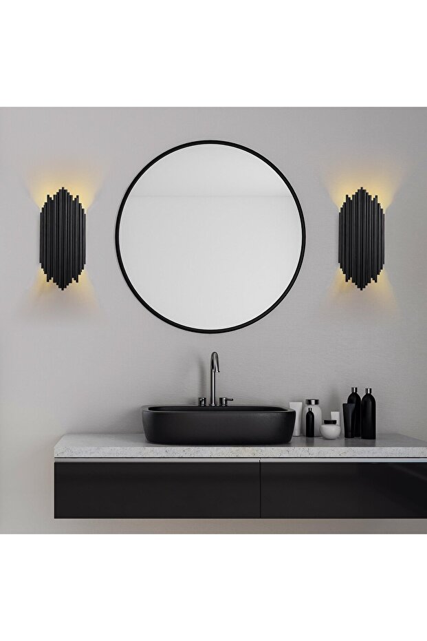 Rustik Metal Tekli Duvar Aplik Pütürlü Siyah, Ambiyans Duvar Aydınlatma KARA-13345 - 3