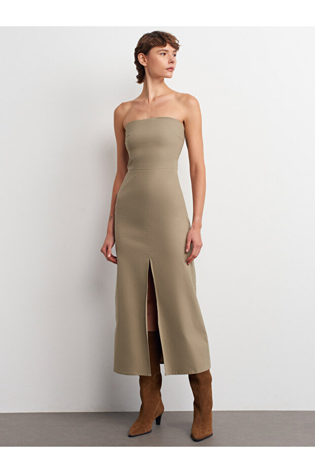 90758 Straplez Elbise-Çağla - 1