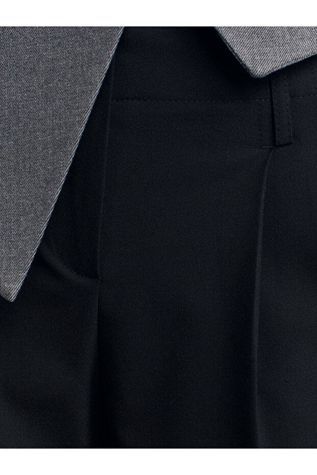 72182 Geniş Paça Pantolon-Siyah - 4