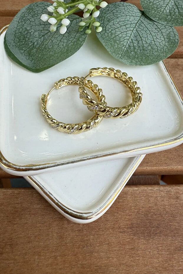 Steel Stone & Non-Stone Screw Hoop Earrings