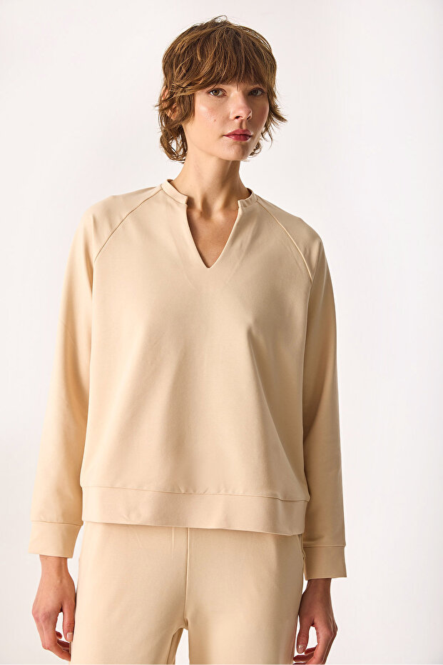 Kadın Marlin Sweatshirt - Taş - 5