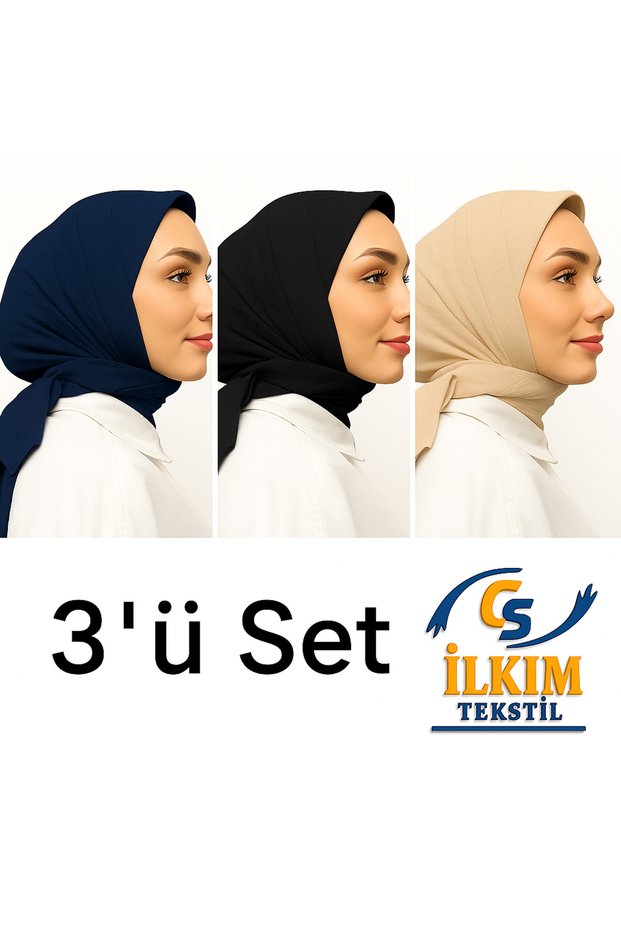 Scarf Bamboo Scarf Set of 3 Navy Blue, Black, Beige