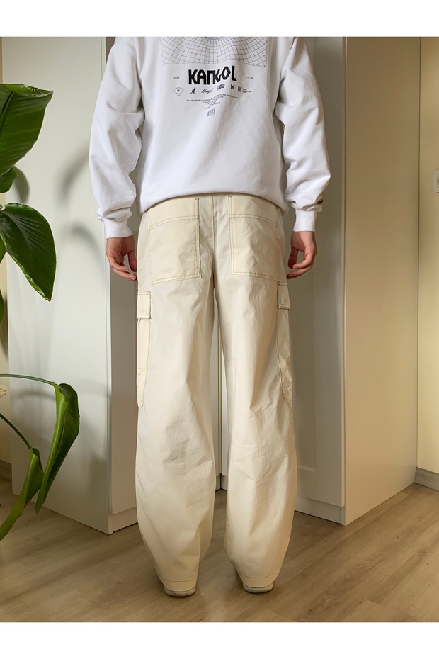 Krem Kargo Pantalon - 3