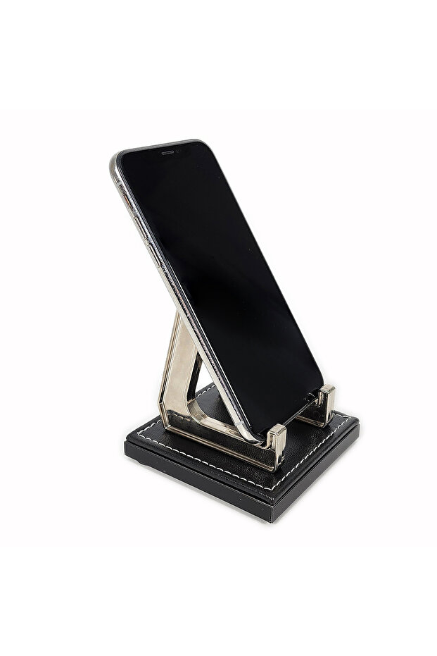 Pr4286 Wood-Leather Based Luxury Office Desktop Phone Stand New Business Office Gift