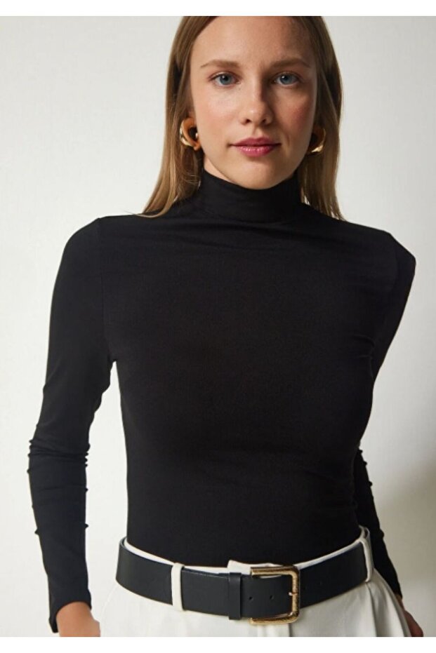 10437 Yarım Boğazlı Basic Bluz - 4