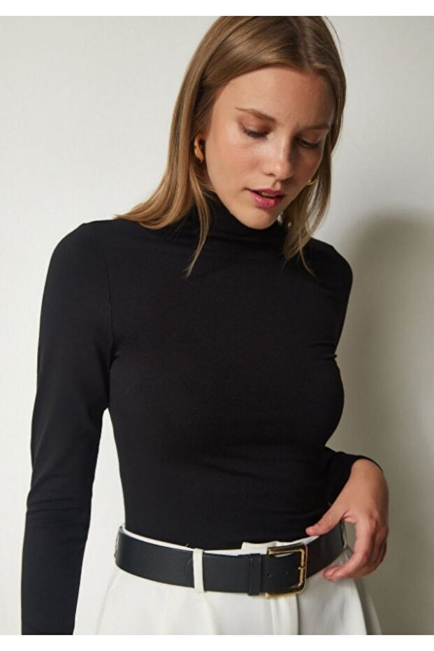 10437 Yarım Boğazlı Basic Bluz - 1