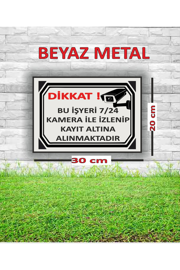 Metal This Building Is Monitored 24/7 with Camera and Recordings Are Made 20X30 cm