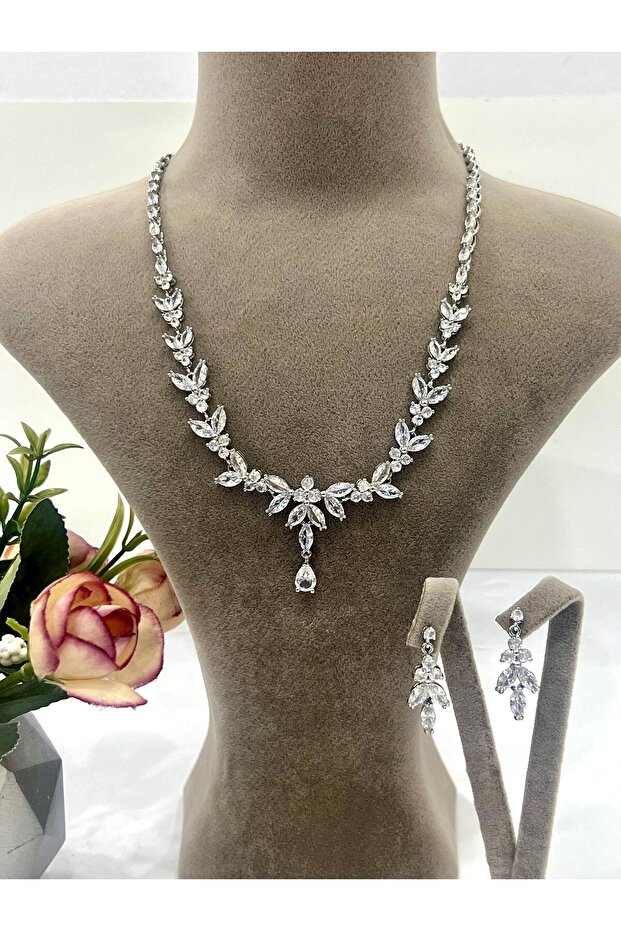 Zirkon Taşlı Çelik Silver Model Set (Set7) - 4