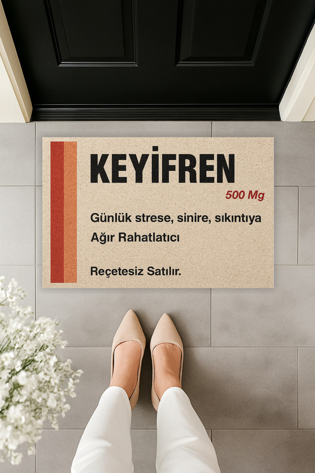 Modern Dijital Baskı Paspas - Eğlenceli Mizah Keyifren Kapı önü Paspas 70x45cm - 1