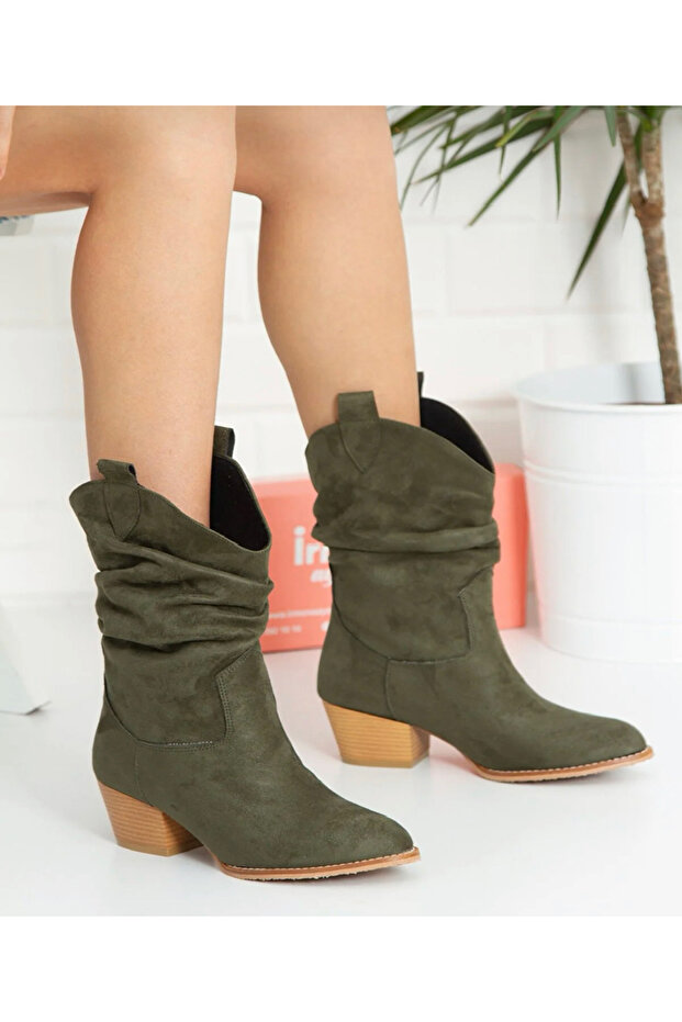 Tokyo Khaki Cow Leather Suede 6 cm Heel Dallas Boots Bottie