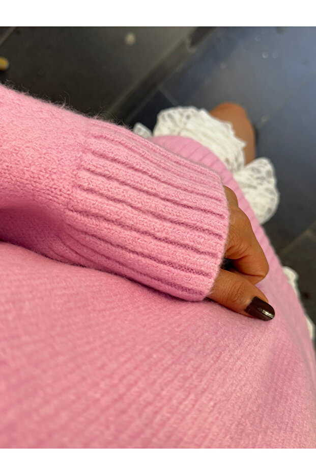 Premium Bisiklet Yaka Basic Oversize Triko Kazak - 5