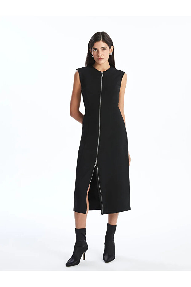 Lcwaikiki Classic Black Crew Neck Dress