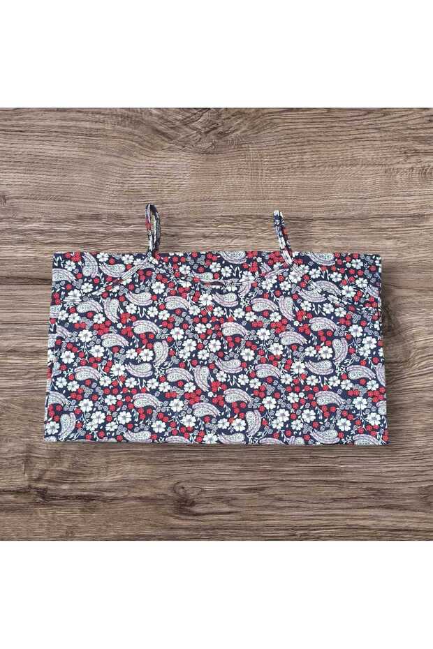 قميص داخلي بحمالات ملونة باللون الأزرق الداكن بنقوش مختلفة - 2