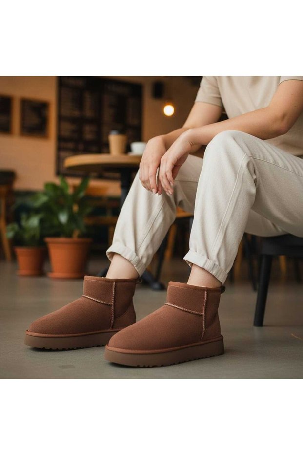 Women's Mini Suede High Thick Sole Winter Boots with Fur Inside