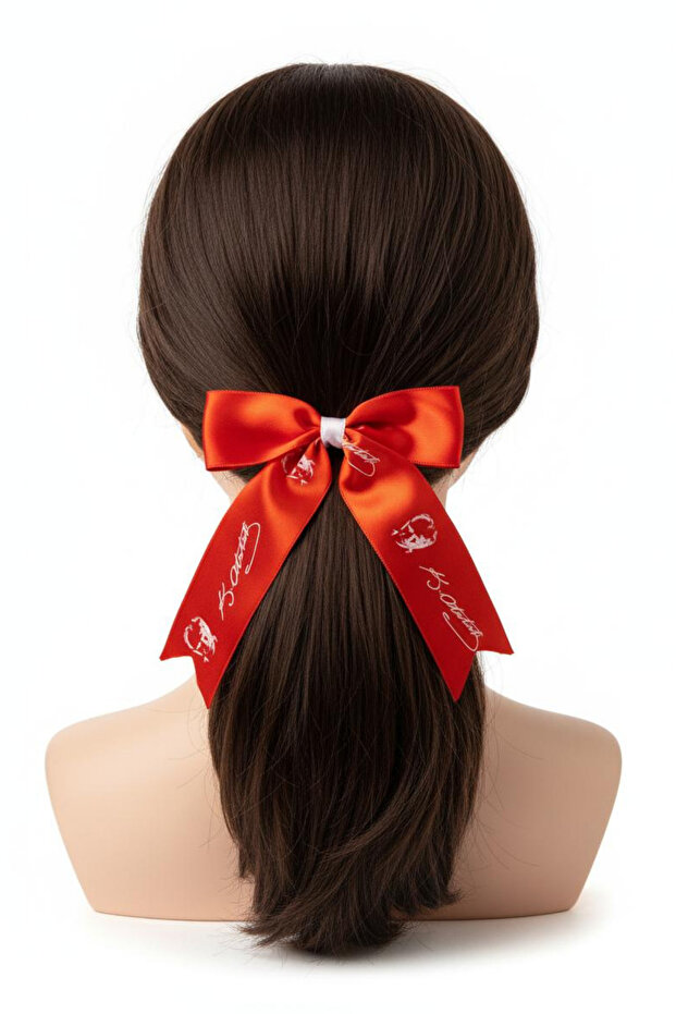 Red Color Ataturk Signed Clip-On Hairpin – National Holiday Accessory