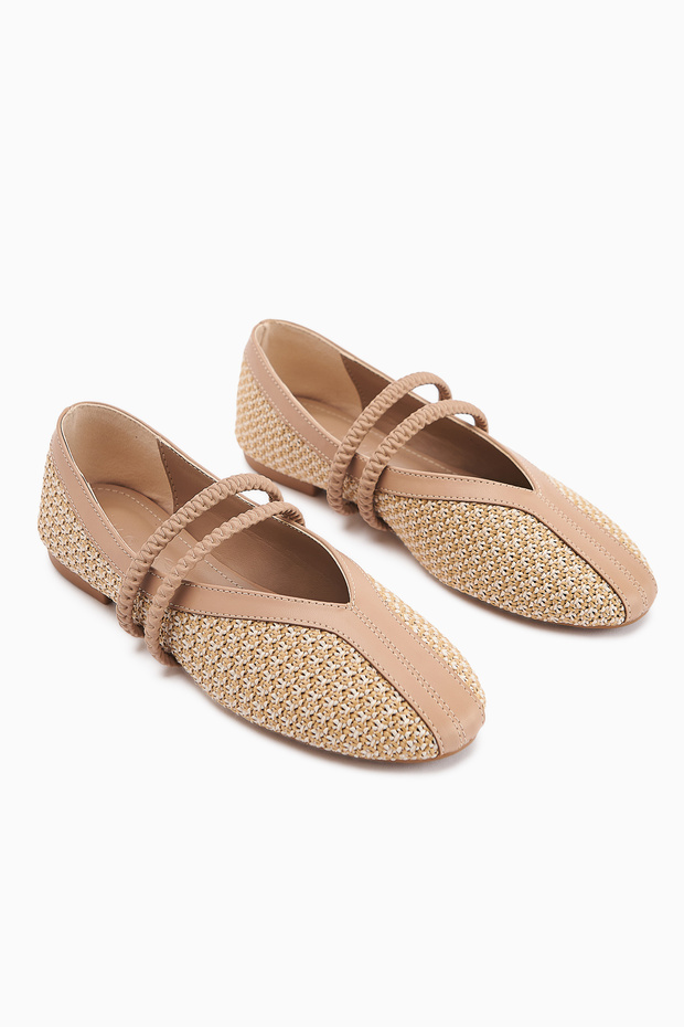 Gwen Beige Women's Ballerinas with Rubber Detail