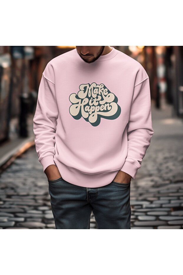 Make Hit Happen Colorful Printed Crew Neck Sweatshirt