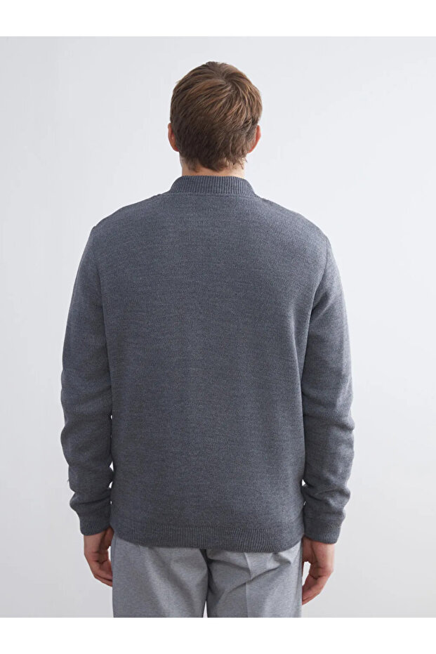 LCWAIKIKI ClassicGri Standart Kalıp Kolej Yaka Erkek Triko Hırka - 3