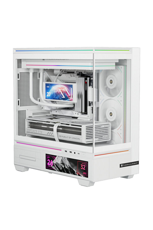 TL-M10 Vision M-ATX computer case with 6.9inch LCD screen Without fans WHITE - 1
