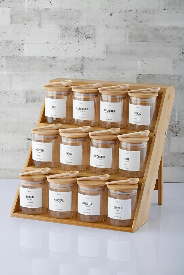 Bamboo 3-Layer Folding Spice Rack Stand with Drawer Spice Rack Stand - 3