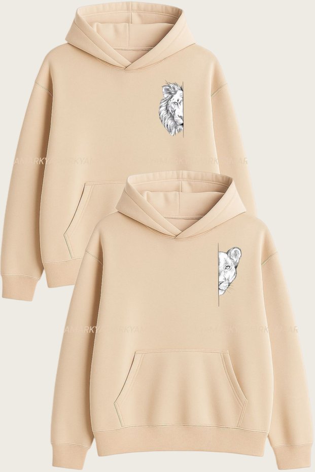 Women/Men Couple/Friends Matching Set Printed Oversized Hooded Kangaroo Pocket Winter Hoodie Sweatshirt