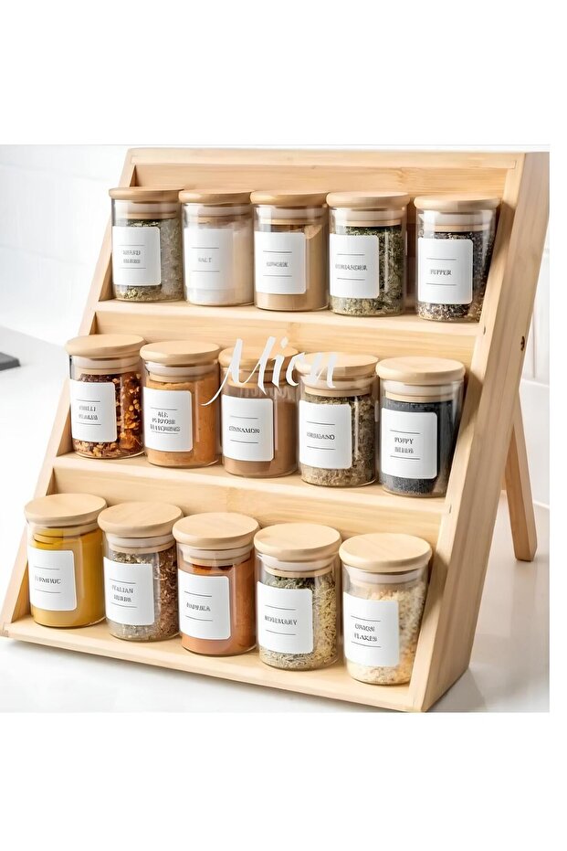 Bamboo 3-Layer Folding Spice Rack Stand with Drawer Spice Rack Stand - 6