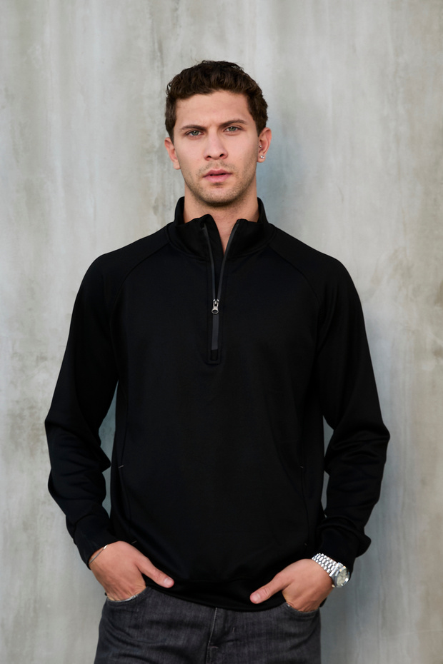 سترة رياضية أساسية للرجال بسحاب نصفي - 1