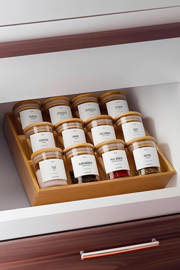 Bamboo 3-Layer Folding Spice Rack Stand with Drawer Spice Rack Stand - 5